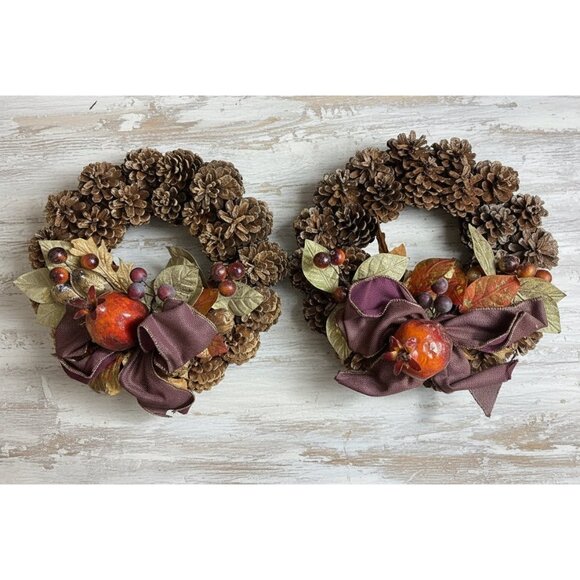 Autumn Pinecone Wreath Decor – Set of 2 - Picture 1 of 4
